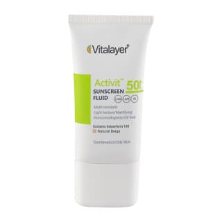 فلوئید ضد آفتاب ویتالیر مدل اکتی ویت بی رنگ پوست چرب SPF50