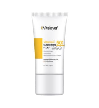 فلوئید ضد آفتاب ویتالیر مدل ویتامین سی رنگی انواع پوست SPF50