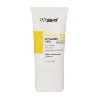 فلوئید ضد آفتاب ویتالیر مدل ویتامین سی بی رنگ انواع پوست SPF50